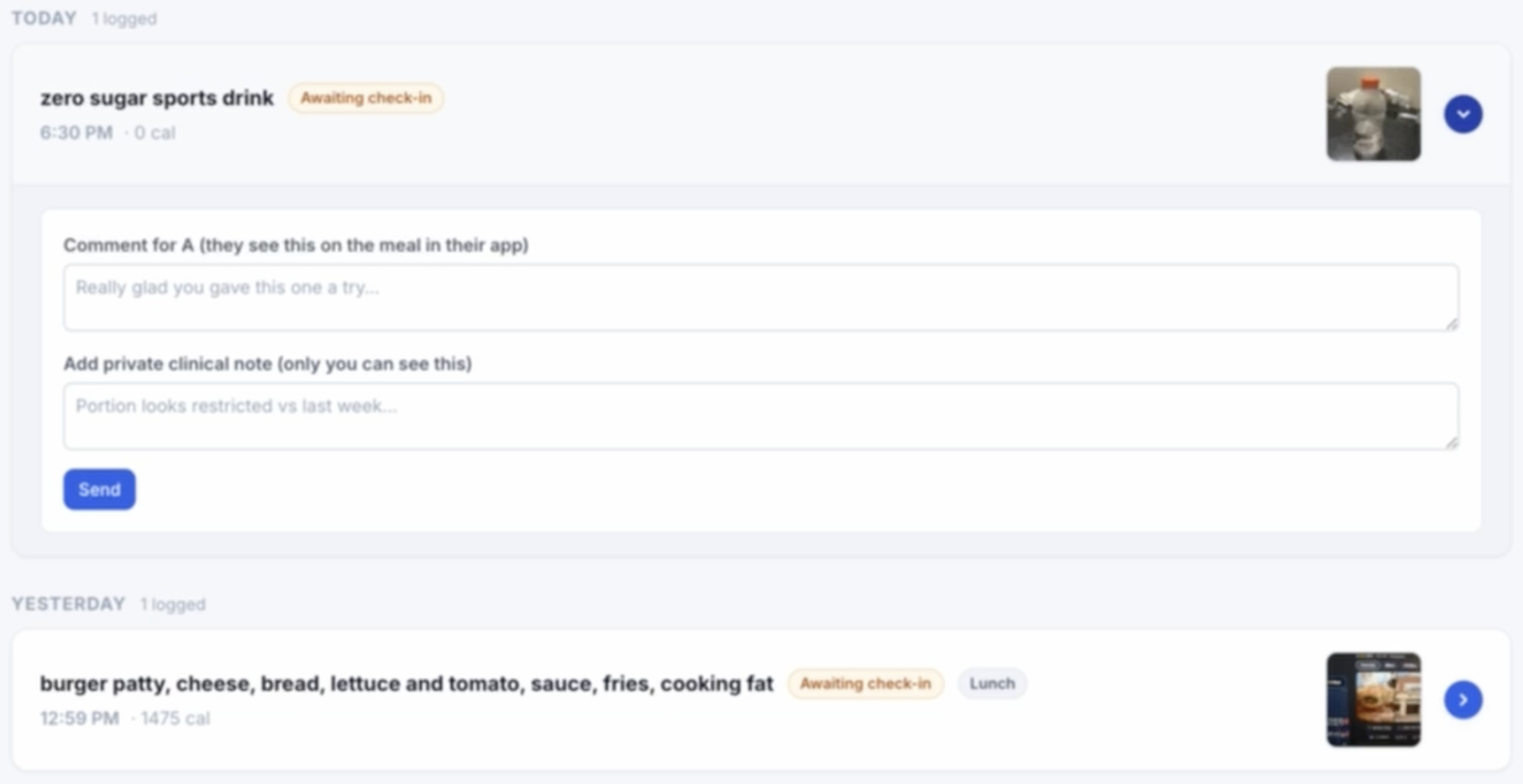 Clinician dashboard: Per-entry review & clinic notes
